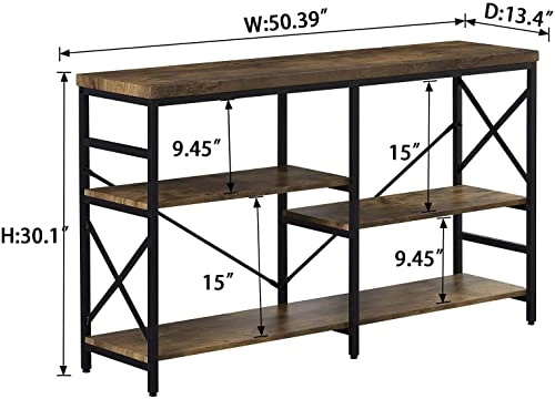 OIAHOMY Industrial Sofa Table,Console Table,3-Tier Industrial Rustic Hallway/Entryway Table,Easy Assembly,for Entryway, Living Room (Rustic Brown) 8 OIAHOMY Industrial Sofa Table,Console Table,3-Tier Industrial Rustic Hallway/Entryway Table,Easy Assembly,for Entryway, Living Room (Rustic Brown) - Image 6