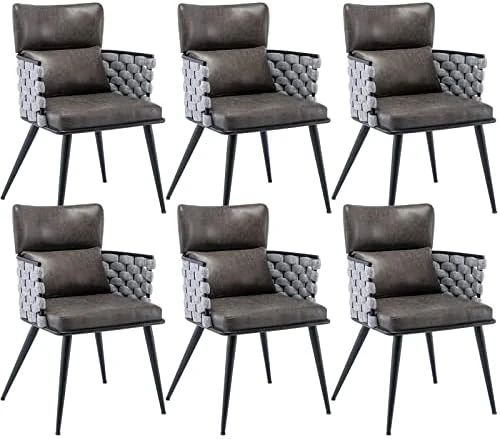 BFZ Mid-Century Modern Dining Chairs Set Of 4, Handmade Woven Kitchen Chairs, Suede Fabric Dining Chairs With Metal Legs For Kitchen, Dining Room, Living Room 17 BFZ Mid-Century Modern Dining Chairs Set Of 4, Handmade Woven Kitchen Chairs, Suede Fabric Dining Chairs With Metal Legs For Kitchen, Dining Room, Living Room - Image 15