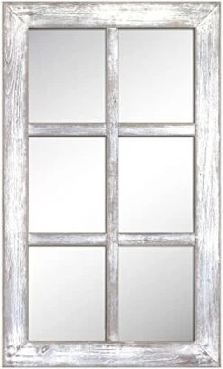 Barnyard Designs 54x24 Windowpane Wood Farmhouse Wall Mirror, Wooden Large Rustic Wall Mirror, Bedroom Mirrors For Wall Decor, Decorative Wood Wall Mirror Living Room Or Entryway Mirror Frame, Ivory -Amazon Store 41y8LxdMpnL. AC