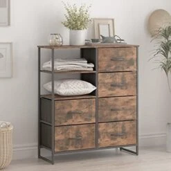 6 Drawer Dresser For Bedroom Dresser With Shelves Chest Of Drawers Clothes Organizer Fabric Drawer Dressers For Bedroom Living Room,Rustic Brown -Amazon Store 41yA2sLT7gL. AC