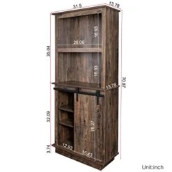 LKTART 70.87" High Farmhouse Rustic Hutch Pantry Storage Cabinet With Sliding Barn Door, Tall Storage Cabinet Adjustable Shelf For Home Hallway Entryway Living Room Espresso -Amazon Store 41yD8kEFa3L