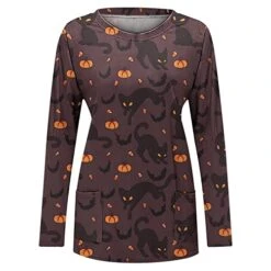 Blouses For Women Business Casual,Long Sleeve Crew Neck Fashion Halloween Print Sweatshirt Top With Pockets -Amazon Store 41yGqtyiNdL