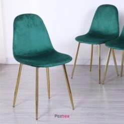 Pozbee Velvet Dining Chairs Set Of 4, Midcentury Modern Kitchen Chairs With Gold Chrome Legs, Elegant Dining Room Chairs (Dark Green) -Amazon Store 41yHXlv8p1L