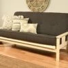 Kodiak Furniture Monterey Futon Set, No Drawers, With Antique White Base And Linen Charcoal Mattress