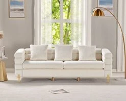 AMERLIFE Sofa, Oversized Sofa- 85 Inch Sofa Couch, 3 Seater Sofa Comfy Sofa For Living Room- White Deep Seat Sofa, Bouclé Couch