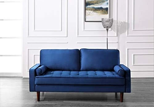 Container Furniture Direct S5459 Mid Century Modern Velvet Upholstered Tufted Living Room Sofa, 69.68" Goldenrod 8 Container Furniture Direct S5459 Mid Century Modern Velvet Upholstered Tufted Living Room Sofa, 69.68" Goldenrod - Image 6