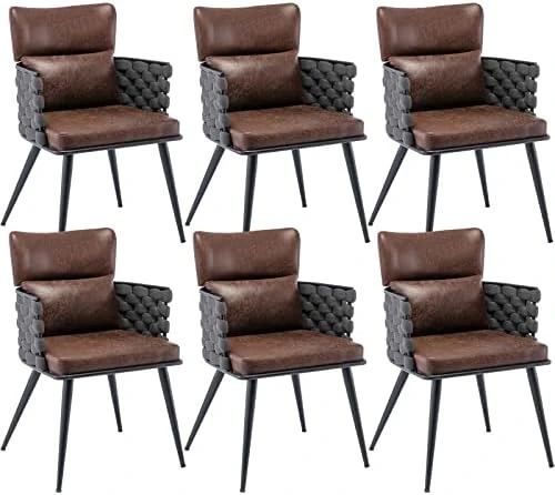 BFZ Mid-Century Modern Dining Chairs Set Of 4, Handmade Woven Kitchen Chairs, Suede Fabric Dining Chairs With Metal Legs For Kitchen, Dining Room, Living Room 15 BFZ Mid-Century Modern Dining Chairs Set Of 4, Handmade Woven Kitchen Chairs, Suede Fabric Dining Chairs With Metal Legs For Kitchen, Dining Room, Living Room - Image 13