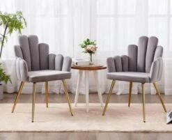 EALSON Velvet Dining Chairs Set Of 2 Comfy Upholstered Accent Arm Chairs With Mid Back Modern Finger Shape Vanity Chair With Gold Metal Legs For Living Room/Dining Room/Bedroom, Black -Amazon Store 41yaMrDtv8L. AC