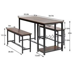SogesHome 3-Piece Kitchen Dining Table Set, Table Bench Set For 4, Breakfast Nook Table With Wine Rack And Glass Holder, Space-Saving Table Set For Restaurant, Coffee Shop, Living Room 13 SogesHome 3-Piece Kitchen Dining Table Set, Table Bench Set For 4, Breakfast Nook Table With Wine Rack And Glass Holder, Space-Saving Table Set For Restaurant, Coffee Shop, Living Room -Amazon Store 41yaUEyxHKL