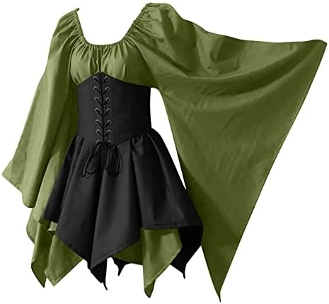 JEGULV Medieval Fairy Cosplay Set Women's Gothic Elf Fairy Short Dresses Renaissance Costumes Halloween Flare Sleeve Dress 12 JEGULV Medieval Fairy Cosplay Set Women's Gothic Elf Fairy Short Dresses Renaissance Costumes Halloween Flare Sleeve Dress - Image 10