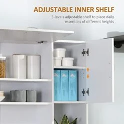 HOMCOM 66" Buffet With Hutch, Freestanding Kitchen Pantry With 2 Large Cabinets, 1 Pull Up Cabinet, 3 Drawers & Wide Countertop, White -Amazon Store 41ynkmUtDsL