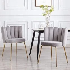 Janoray Velvet Dining Chairs Upholstered Gold Metal Legs Cream Mid Century Modern Accent Chair Set Of 2 For Living Room Kitchen Dining Room, Cream -Amazon Store 41yo7wmrDbL. AC