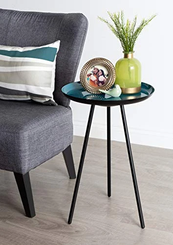 Kate And Laurel Laranya Modern Side Table, 15" X 15" X 22.5", Teal And Black, Chic Minimalist End Table 4 Kate And Laurel Laranya Modern Side Table, 15" X 15" X 22.5", Teal And Black, Chic Minimalist End Table - Image 2