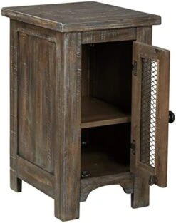 Signature Design By Ashley Wystfield Farmhouse Chair Side End Table With Cabinet Door For Storage, White & Brown With Distressed Finish -Amazon Store 41ytWG2dz8L. AC