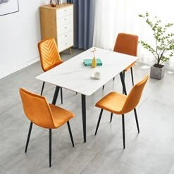 Adyoyi Modern Velvet Dining Chairs Set Of 4, Upholstered Velvet Dining Room Chairs Fabric Dining Chairs For Dinning Room Home Living Room Bedroom Kitchen, Orange -Amazon Store 41ytyPa3toL