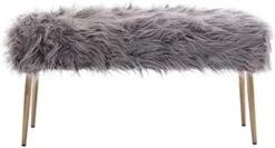 Chairus Faux Fur Entryway Bench Small Shaggy Furry Ottoman Bench For Bedroom Living Room, Pink -Amazon Store 41yu8UEkUgL. AC