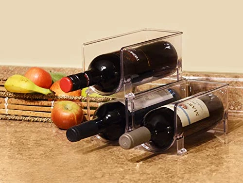 ELTOW Stackable Plastic Wine Rack - Modular Wine Bottle Organizer - Wine Holder For Fridge - Storing Champagne And Water Bottles - For Bar, Countertop, Dining Room Display, Heavy Duty, Clear (3-Pack) 7 ELTOW Stackable Plastic Wine Rack - Modular Wine Bottle Organizer - Wine Holder For Fridge - Storing Champagne And Water Bottles - For Bar, Countertop, Dining Room Display, Heavy Duty, Clear (3-Pack) - Image 5