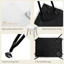 LUE BONA Faux Leather Rectangle Vanity Stool, Vanity Chair For Makeup Room, White Rivet Ottoman Foot Rest Entryway Bench With Black Legs For Bedroom Living Room -Amazon Store 41yzwr08X1L