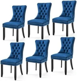 Set Of 2 Dining Chairs Modern For Dining Room Kitchen Accent Side Chair Velvet Button Tufted Padded Cushion Seat And Back (Sapphire Blue) -Amazon Store 41z0zlXqLXL. AC