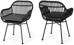 Christopher Knight Home Rodney Indoor Woven Faux Rattan Chairs With Cushions (Set Of 2), Light Brown And Beige Finish -Amazon Store 41z1wGdXdL. AC