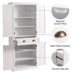 KIGOTY 72" Kitchen Pantry Cupboard With 2 Cabinet,Drawer And Adjustable Shelves,Traditional Freestanding Large Tall Storage Cabinet (33-White) -Amazon Store 41z6FBWQV2L