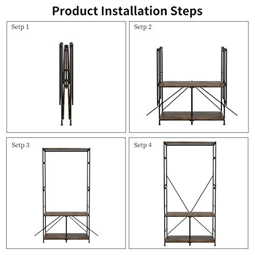 Mecor Folding Coat Rack Shoe Bench, Industrial Hall Tree Entryway With 2-Tier Storage Shelf And Handing Rod For Living Room Apartment Bedroom Hallway, Easy To Assemble, 3-in-1 Design (Rustic Brown) 6 Mecor Folding Coat Rack Shoe Bench, Industrial Hall Tree Entryway With 2-Tier Storage Shelf And Handing Rod For Living Room Apartment Bedroom Hallway, Easy To Assemble, 3-in-1 Design (Rustic Brown) - Image 4