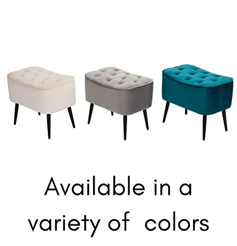 BIRDROCK HOME Tufted Curve Grey Ottoman – Velvet Foot Stool – Mid Century Modern Steel Legs - Soft Compact Padded Stool - Living Room Or Bedroom – Vanity Chair - Decorative Furniture 5 BIRDROCK HOME Tufted Curve Grey Ottoman – Velvet Foot Stool – Mid Century Modern Steel Legs - Soft Compact Padded Stool - Living Room Or Bedroom – Vanity Chair - Decorative Furniture - Image 3