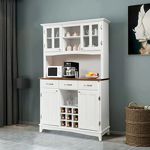 LIVIZA Hutch Kitchen Storage Cabinet, Sideboard With 4 Doors And Adjustable Shelf, Large Space Home Restaurant Bar Cupboard Furniture For Living Room, Kitchen, Bathroom, Modern Decor 5 LIVIZA Hutch Kitchen Storage Cabinet, Sideboard With 4 Doors And Adjustable Shelf, Large Space Home Restaurant Bar Cupboard Furniture For Living Room, Kitchen, Bathroom, Modern Decor - Image 3