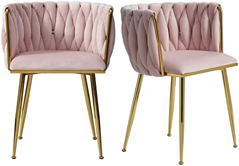 Tsuysi Velvet Dining Chairs Set Of 4, Modern Dining Chair With Golden Metal Legs, Woven Upholstered Dining Chairs For Dining Room, Kitchen, Vanity, Living Room (Beige) 12 Tsuysi Velvet Dining Chairs Set Of 4, Modern Dining Chair With Golden Metal Legs, Woven Upholstered Dining Chairs For Dining Room, Kitchen, Vanity, Living Room (Beige) - Image 10