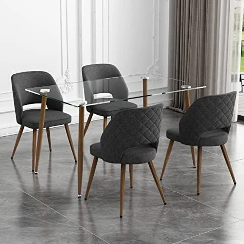 FURNITO Glass Dining Table Set For 4, 5 Piece Kitchen Dining Table Set With Modern PU Leather Chairs Set Of 4,for Dining Room,Living Room Table Set (1 X 47 Inch Glass Table+4 Leather Chairs) 8 FURNITO Glass Dining Table Set For 4, 5 Piece Kitchen Dining Table Set With Modern PU Leather Chairs Set Of 4,for Dining Room,Living Room Table Set (1 X 47 Inch Glass Table+4 Leather Chairs) - Image 6