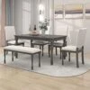 Merax 6-Piece Wood Rectangular Table Set With Turned Legs, 4 Upholstered Chairs And Bench For Dining Room, Grey+Beige_6pcs -Amazon Store 41zZYuNp4jL