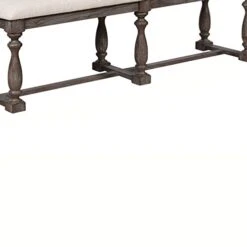 Benjara Farmhouse Style Bench With Padded Seating And Turned Pedestal Base, Gray -Amazon Store 41zbp46pwAL