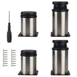 ZYHZJC Pieds En Métal Pour Armoire De Meuble, Pieds De Rechange En Acier Inoxydable, Pieds D'armoire De Cuisine Réglables, Argent, Pour Canapé, Table Basse, Commode, 4 Pièces,15cm(5.9in)