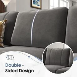 HONBAY Convertible Sectional Sofa L Shaped Couch With Reversible Chaise Modern Velvet 4-Seat Sofa Sectional Couch For Apartment, Dark Grey -Amazon Store 41zi9eo8SbL