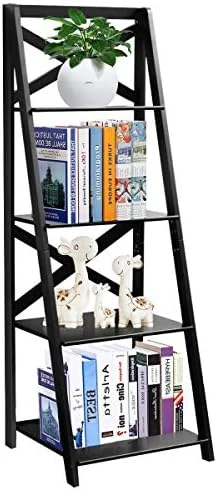 Tangkula 4-Tier Ladder Shelf Bookcase (Set Of 2), Leaning Free Standing Wooden Frame Decor Bookshelf, Storage Flower Shelf, Plant Display Shelf For Home Office 8 Tangkula 4-Tier Ladder Shelf Bookcase (Set Of 2), Leaning Free Standing Wooden Frame Decor Bookshelf, Storage Flower Shelf, Plant Display Shelf For Home Office - Image 6