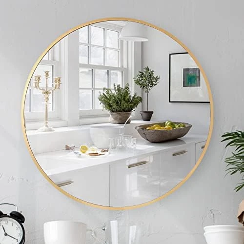 Mazatzal 32IN Wall Mirror Large Round Mirror Brushed Aluminum Framed Big Circle Mirror Black Bathroom Mirror Wall Décor For Living Room Bedroom Entryways 13 Mazatzal 32IN Wall Mirror Large Round Mirror Brushed Aluminum Framed Big Circle Mirror Black Bathroom Mirror Wall Décor For Living Room Bedroom Entryways - Image 11