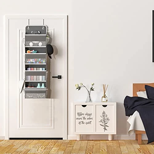 LONGD Over Door Organizer, Nursery Closet Cabinet Baby Storage, Over The Door Hat Rack, 4 Pockets And 1 Grid File Pockets Hanging Storage Boxes,45 Lbs. Weight Capacity, 1-Pack 3 LONGD Over Door Organizer, Nursery Closet Cabinet Baby Storage, Over The Door Hat Rack, 4 Pockets And 1 Grid File Pockets Hanging Storage Boxes,45 Lbs. Weight Capacity, 1-Pack