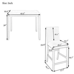 Merax 5-Piece Wooden Dining Set, Faux Marble Top Counter Height Dining Room Table And 4 PU Leather-Upholstered Dining Chairs With Footrest, Beige 12 Merax 5-Piece Wooden Dining Set, Faux Marble Top Counter Height Dining Room Table And 4 PU Leather-Upholstered Dining Chairs With Footrest, Beige -Amazon Store 41zu1KbchfL