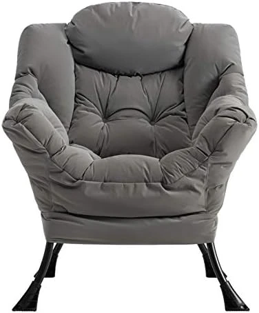 AcozyHom Modern Large Cotton Fabric Lazy Chair,Accent Contemporary Lounge Chair, Single Steel Frame Leisure Sofa Chair With Armrests And A Side Pocket, Smoky Grey 11 AcozyHom Modern Large Cotton Fabric Lazy Chair,Accent Contemporary Lounge Chair, Single Steel Frame Leisure Sofa Chair With Armrests And A Side Pocket, Smoky Grey - Image 9