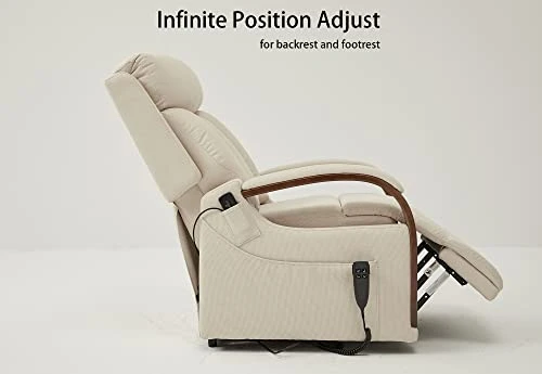 DYNOX Small Lift Chair Recliners With Massage And Heat, Dual Motor Power Lift Sofa With Infinite Adjust For Back And Footrest (Fabirc-Beige) 3 DYNOX Small Lift Chair Recliners With Massage And Heat, Dual Motor Power Lift Sofa With Infinite Adjust For Back And Footrest (Fabirc-Beige)