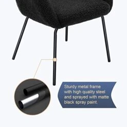 ONEVOG Upholstered Sherpa Dining Chair, Cozy Curved Back Dinner Chair Modern Boucle Teddy Chairs With Arms, Faux Wool Fleece Chair For Kitchen & Dining Room (Black) -Amazon Store 41zymZPszNL