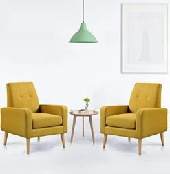 Funkeen Modern Accent Chairs Set Of 2 Living Room Arm Chairs Comfy Upholstered Fabric Chair With Arms Button Tufted Single Sofa Chair For Bedroom Dorm Apartment Office Small Spaces Mustard Yellow 15 Funkeen Modern Accent Chairs Set Of 2 Living Room Arm Chairs Comfy Upholstered Fabric Chair With Arms Button Tufted Single Sofa Chair For Bedroom Dorm Apartment Office Small Spaces Mustard Yellow -Amazon Store 41zz26WCNcL. AC