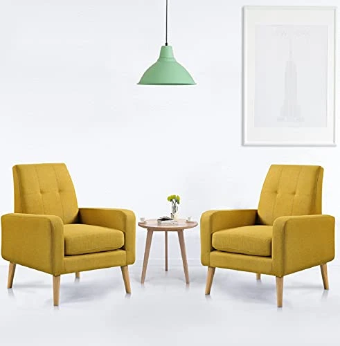 Funkeen Modern Accent Chairs Set Of 2 Living Room Arm Chairs Comfy Upholstered Fabric Chair With Arms Button Tufted Single Sofa Chair For Bedroom Dorm Apartment Office Small Spaces Mustard Yellow 3 Funkeen Modern Accent Chairs Set Of 2 Living Room Arm Chairs Comfy Upholstered Fabric Chair With Arms Button Tufted Single Sofa Chair For Bedroom Dorm Apartment Office Small Spaces Mustard Yellow