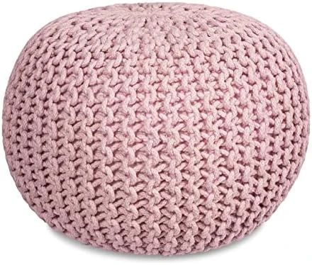 BIRDROCK HOME Round Pouf Foot Stool Ottoman - Knit Bean Bag Floor Chair - Cotton Braided Cord - Great For The Living Room, Bedroom And Kids Room - Small Furniture (Light Grey) 9 BIRDROCK HOME Round Pouf Foot Stool Ottoman - Knit Bean Bag Floor Chair - Cotton Braided Cord - Great For The Living Room, Bedroom And Kids Room - Small Furniture (Light Grey) - Image 7