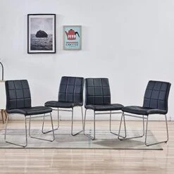 Modern Faux Leather Dining Chairs Indoor Use, Comfortable Kitchen Chairs With Chrome Legs For Kitchen, Living, Bedroom, Waiting Room Chairs, Dining Room Side Chairs Set Of 2 (Gray) -Amazon Store 51 DNxQCVGL. AC