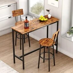 CALABASH Bar Table And Chairs Set,Industrial Counter Height Pub Table With 4 Chairs,Bar Table Set 5 Pieces Dining Table Set Home Kitchen Breakfast Table Set(Grey, Rectangular 1Table +4 Stools) -Amazon Store 51 Rt8Pd4UL. AC
