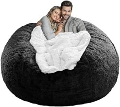 LapEasy Giant Bean Bag Chair Cover(Cover Only,No Filler),Oversized Round Soft Fluffy PV Velvet Washable Lazy Sofa Bean Bag Bed Cover For Adults, Living Room Bedroom Furniture Outside Cover(Drak Grey) -Amazon Store 51 eGu 9lkL. AC