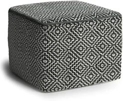 SIMPLIHOME Naya Cube Pouf, Footstool, Upholstered In Patterned Grey Melange Hand Woven Cotton, For The Living Room, Bedroom And Kids Room, Transitional, Boho -Amazon Store 51 eQCkLZnS. AC