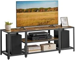 VASAGLE Modern TV Stand For TVs Up To 65 Inches, 3-Tier Entertainment Center, Industrial TV Console Table With Open Storage Shelves, For Living Room, Bedroom, Rustic Brown And Black ULTV097B01 -Amazon Store 51 mN8pwg2L. AC