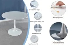 42" Round Dining Table White Tulip Table Mid-Century Dining Table With Round MDF Table Top, Pedestal Dining Table, End Table Leisure Coffee Table 12 42" Round Dining Table White Tulip Table Mid-Century Dining Table With Round MDF Table Top, Pedestal Dining Table, End Table Leisure Coffee Table -Amazon Store 5108tLSnlJL